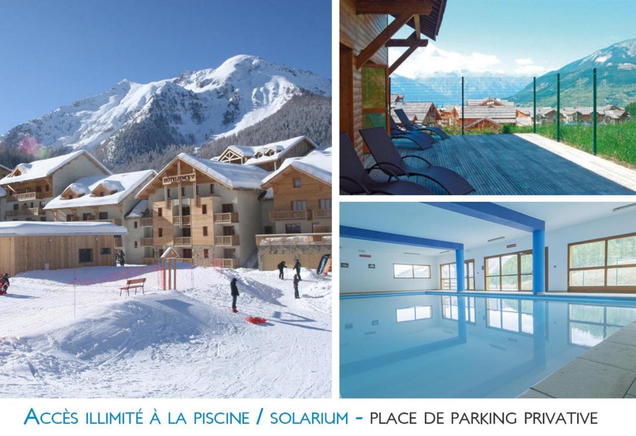 LES ORRES 1800 Appartement 4 p JACUZZI balnéo privé Vue piste piscine résidence Esterno foto